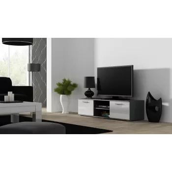 Cama TV-taso SOHO 140 harmaa/valkoinen kiiltävä