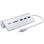 Satechi Type-C alumiininen USB-keskitin ja kortinlukija, hopea, ST-TCHCRS