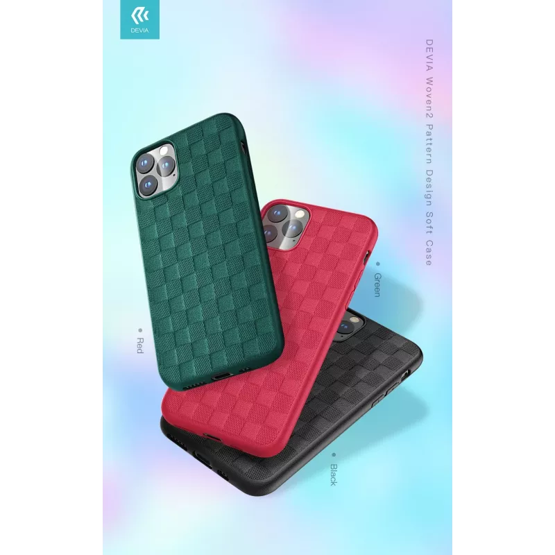 Pehmeä kotelo Devia Woven2 iPhone 11 Pro, kudottu strukturoitu suojakotelo, punainen