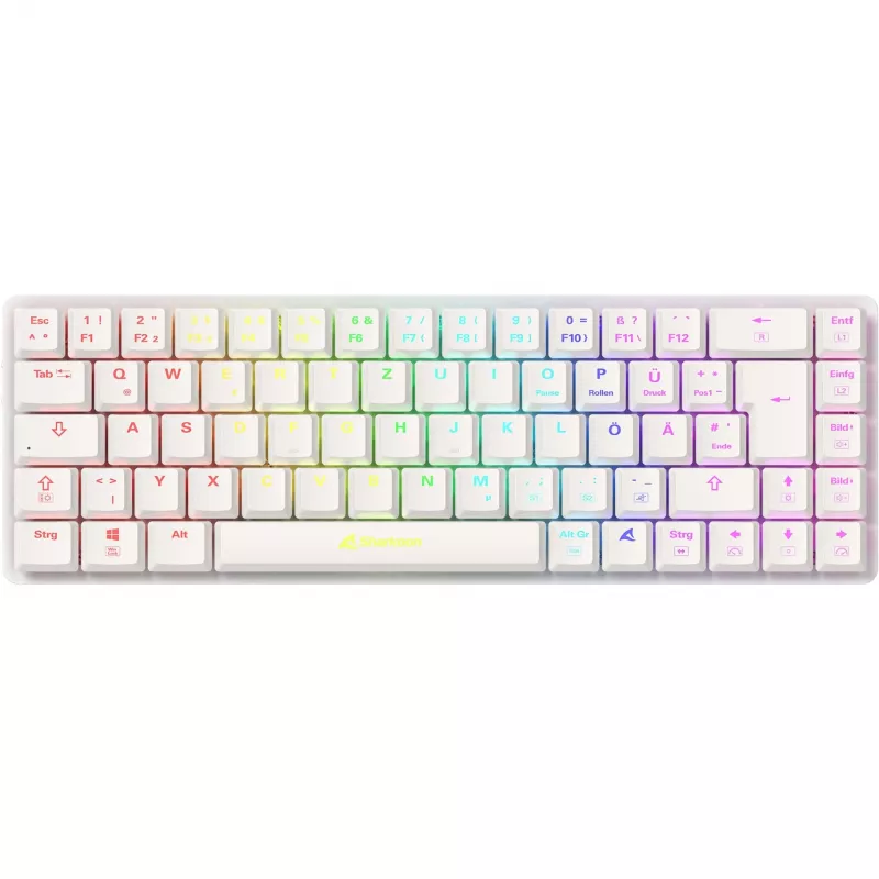 Sharkoon PureWriter W65 langaton näppäimistö, QWERTZ saksalainen, valkoinen, Kailh Choc V2 Red
