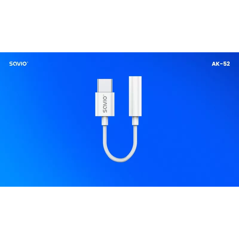 USB Type 3.1 C (M) – 3,5 mm Jack (F) audioadapteri valkoinen SAVIO AK-52