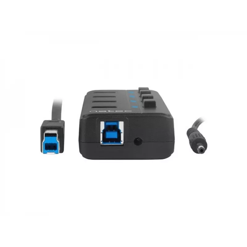 Natec Mantis 2 NHU-1557 4-porttinen USB 3.0 -hubi, USB Type-B -tulo, virtakytkimet, verkkolaite, musta