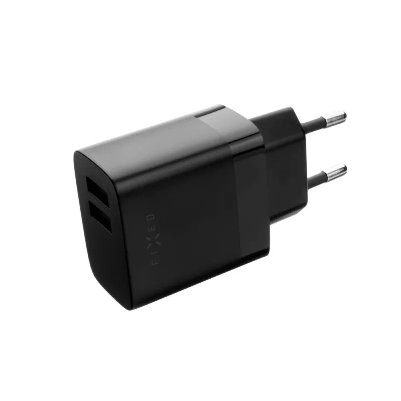 Kiinteä Dual-USB-matkalaturi FIXC17N-2U-BK, 17 W, kannettava USB-verkkosovitin, musta