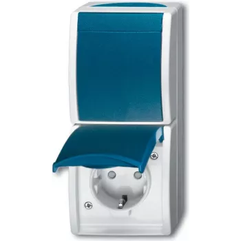 BUSCH JAEGER 2601/6/20 EBW-53 - Type F - 2P+E - sininen - valkoinen - IP44 - 250 V - 16 A