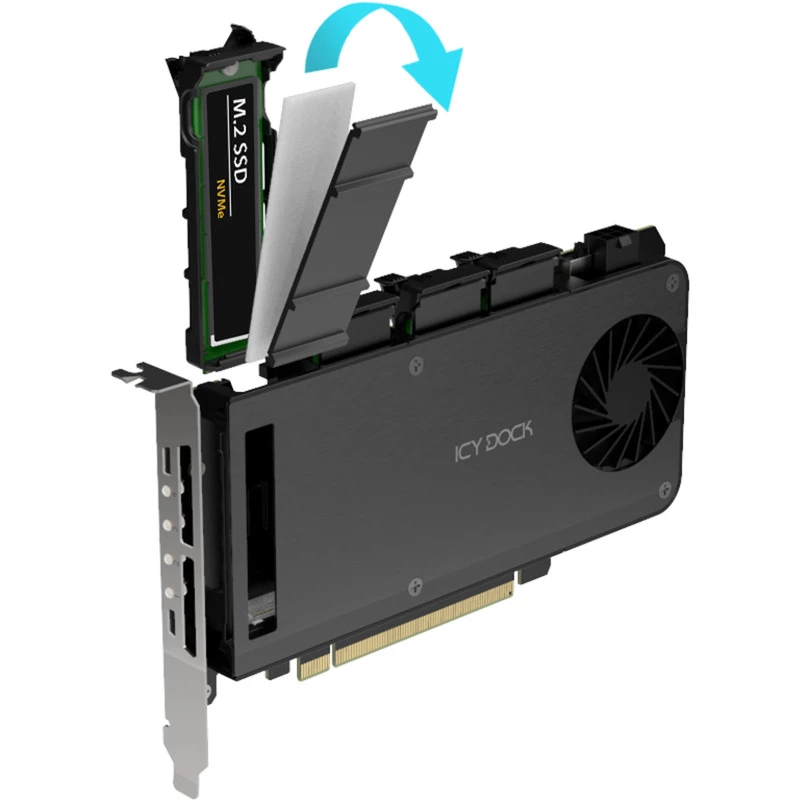 Sovitinkortti 4 x M.2 NVMe SSD Mobile Rack, Icy Dock MB204MP-B
