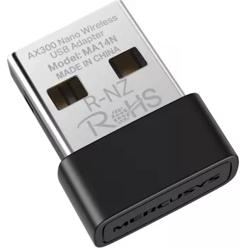 USB-WLAN-adapteri MERCUSYS MA14N — USB Type-A, 2,4 GHz Single-Band, jopa 287 Mbit/s, musta