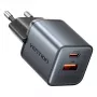 Vention FEWH0-EU 30W GaN-laturi — 1× USB-C, 1× USB-A, 30 W, musta