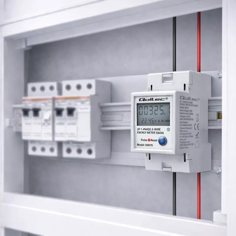 Energiamittari QOLTEC yksivaiheinen DIN-kisko 230V (MPN 50979)