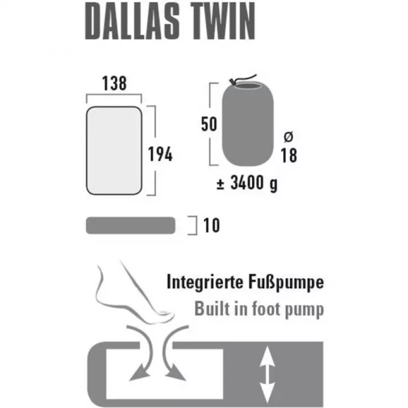 Retkeily-ilmapatja Dallas Twin 41033 (citronella)