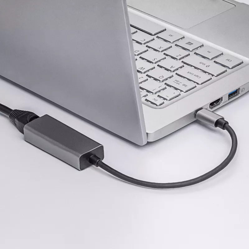Akyga AK-AD-65 USB-C - Gigabit Ethernet -sovitin, RJ45, 15 cm, hopea