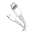 USB-C - Lightning Baseus High Density punottu kaapeli, 20W, PD, 2m (valkoinen)