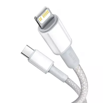 USB-C - Lightning Baseus High Density punottu kaapeli, 20W, PD, 2m (valkoinen)