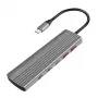 LogiLink USB 3.2 Gen2 -keskitin 4+1 porttia 2x USB-A 2x USB-C PD 100W alumiini