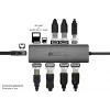 Alcasa HUB-C001A USB-keskitin USB Type-C 5000 Mbit/s antrasiitti