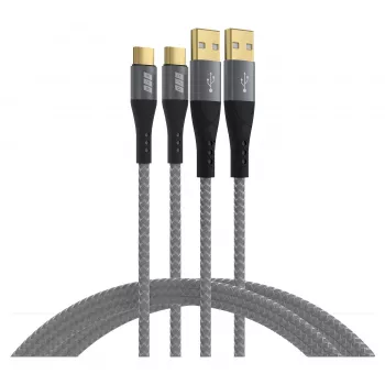EFB Elektronik USB-A–USB-C-kaapelisarja 60W QC 3A 2x3m harmaa - Digitaalinen/data (USB-AC-00009)