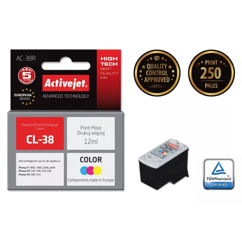 Activejet AC-38R muste (varaosa Canon CL-38; Premium; 12 ml; väri)