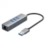 USB 3.0 -sovitin extra digital CA913374 — 3-porttinen USB-RJ45-keskitin, 0,15 m kaapeli