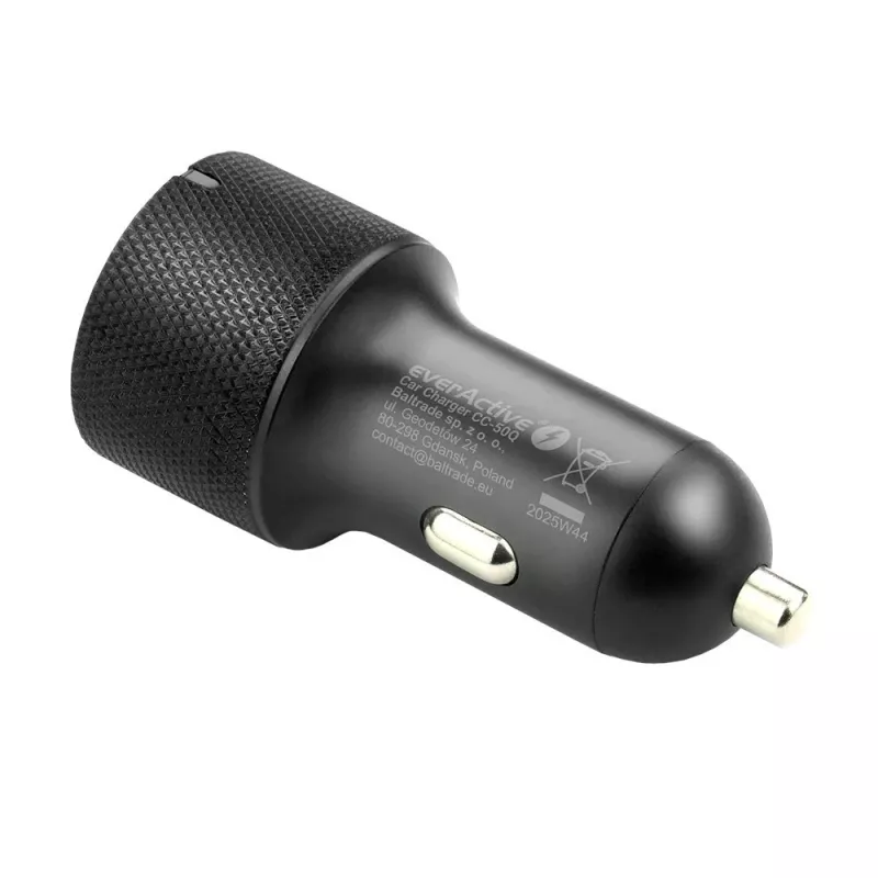Autolaturi everActive CC-50Q QC3.0 75W Quick Charge 3.0 -tuella ja USB-liitännöillä