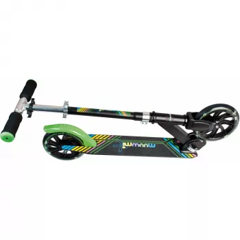 Potkulauta Muuwmi Aluminium NEON 180 mm valoilla – alumiinikansi, 180 mm renkaat, integroidut LED-valot