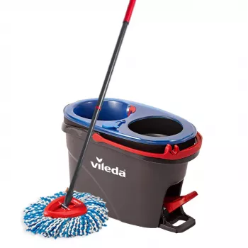 Lattiamoppi VILEDA mikrokuitumoppi 320 mm, teleskoottivarsi 55–123 cm, pestävä, 360° kääntyvä pää, musta/sininen/punainen