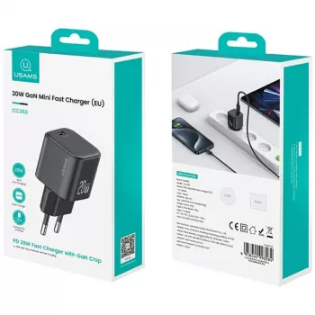 Laturi usams USA001627 20W 1×USB-C USB-C-kaapelilla — pikalaturi puhelimille ja tableteille