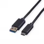 ROLINE - USB-kaapeli - USB Type-C (M) - 9-napainen USB Type-A (M) - 1 m (USB 3.1) - valettu - musta (11.02.9011)