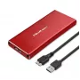 SSD-kotelo QOLTEC 51831 USB 3.0 M.2 SATA-asemille jopa 2 TB, punainen, tukee 30 mm pituutta, jopa 4 asemaa