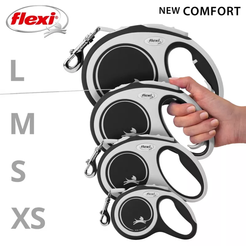 Flexi New Comfort 8 m musta, harmaa koiran flexi