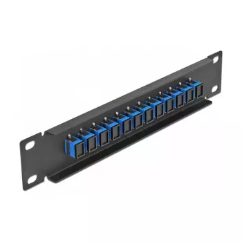 Kuitu-kytkentäpaneeli DeLOCK 10 inch 12 porttia SC Simplex sininen 1U musta