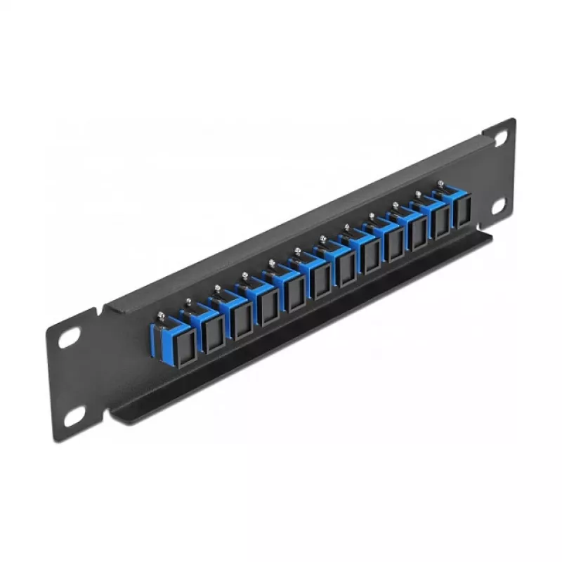 Kuitu-kytkentäpaneeli DeLOCK 10 inch 12 porttia SC Simplex sininen 1U musta