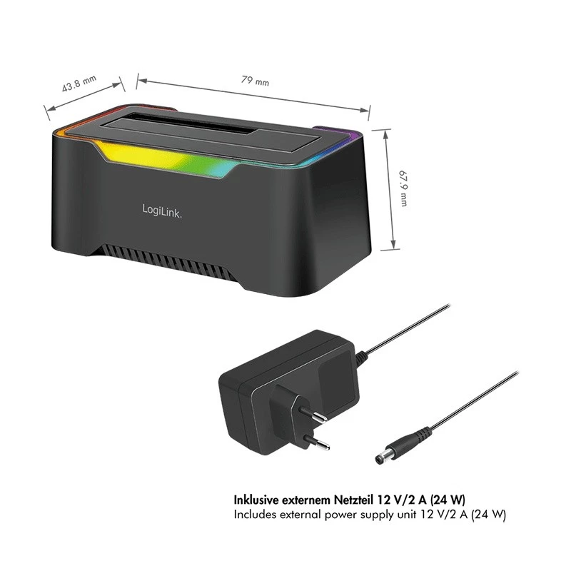LogiLink HDD-telakointiasema LogiLink Quickport USB 3.2 1-porttinen 2,5/3,5 SATA (QP0035)
