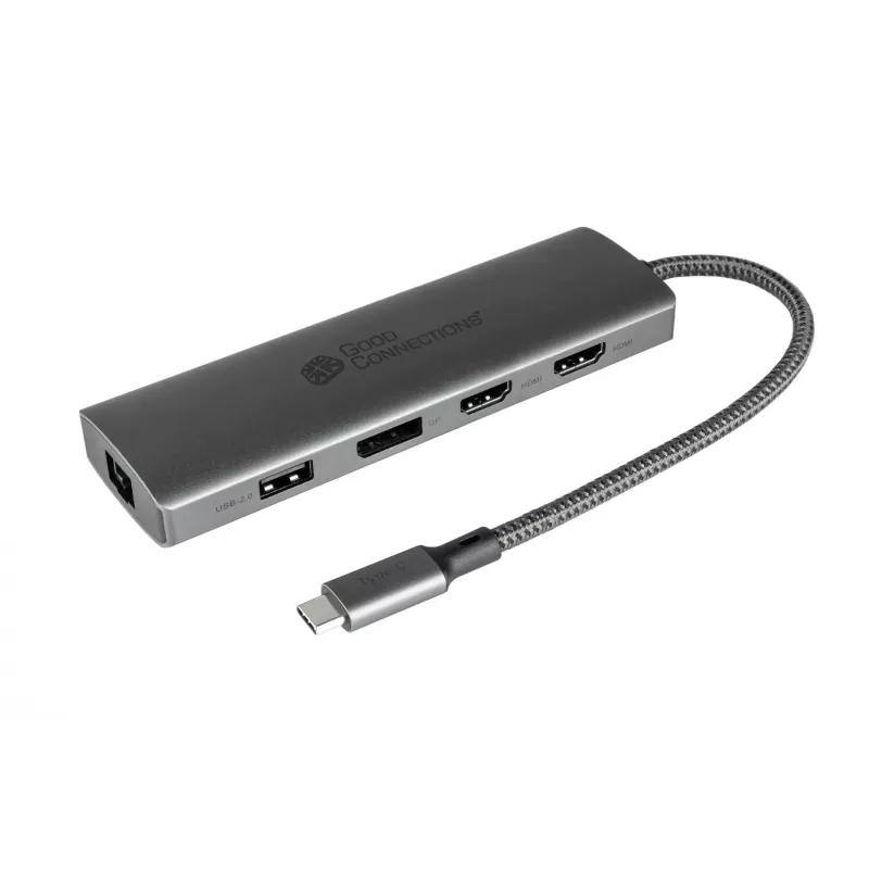 Alcasa HUB-C001A USB-keskitin USB Type-C 5000 Mbit/s antrasiitti