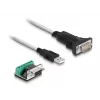 DeLOCK 63465 USB 2.0 Type-A - sarja RS-422/485 -sovitin, 6-napainen liitinlohko, 1,8 m, musta/läpinäkyvä