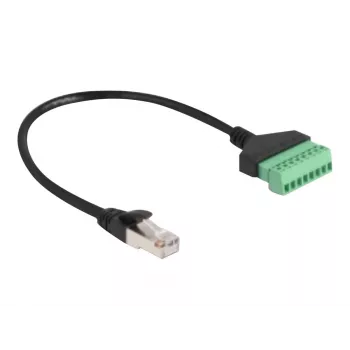 DeLOCK RJ45 -kaapeli Cat.6 uros liitinrimaan adapteriin 30 cm musta vihreä