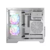 PC-kotelo MODECOM Volcano Panorama Midi Tower valkoinen — micro ATX, karkaistu lasi, ARGB, USB-C, tukee GPU 400 mm