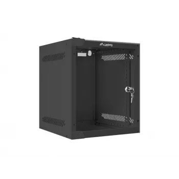 Lanberg WF10-2306-10B 10" seinäkiinnitteinen rack-kaappi 6U, 280×310 mm, lasiovi, 20 kg, musta (RAL 9004)