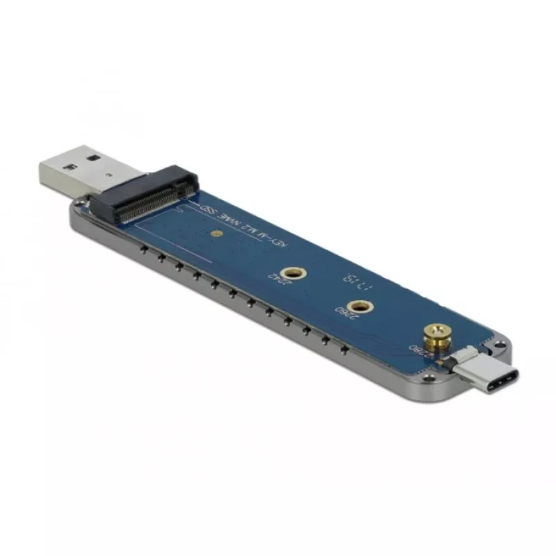 Ulkoinen kotelo M.2:lle M.2 NVMe PCIe SSD:lle, asemakotelo hopea, USB Type-C- ja Type-A-liittimellä