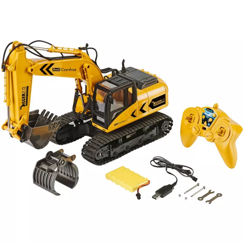 Revell Digger 2.0 - kaivinkone - sähkömoottori - 1:16 - Ready-to-Run (RTR) - musta - keltainen - Digger 2.0 (24924)