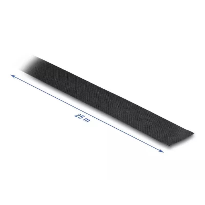 DeLOCK kangasteippi 25 m x 25 mm repeytyvä itseliimautuva musta