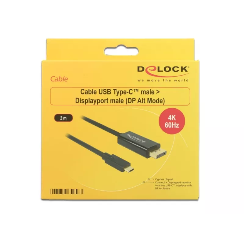 DeLOCK 85256 videokaapeli-adapteri 2 m USB Type-C DisplayPort musta
