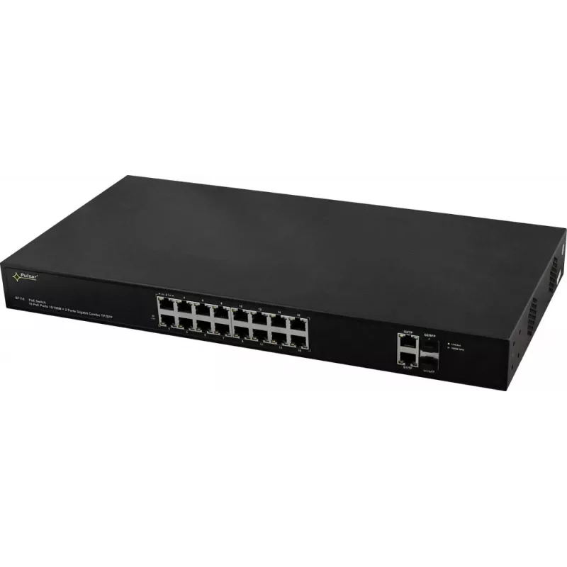 PULSAR SF116 verkkokytkin Managed Fast Ethernet (10/100) Power over Ethernet (PoE) 1U musta