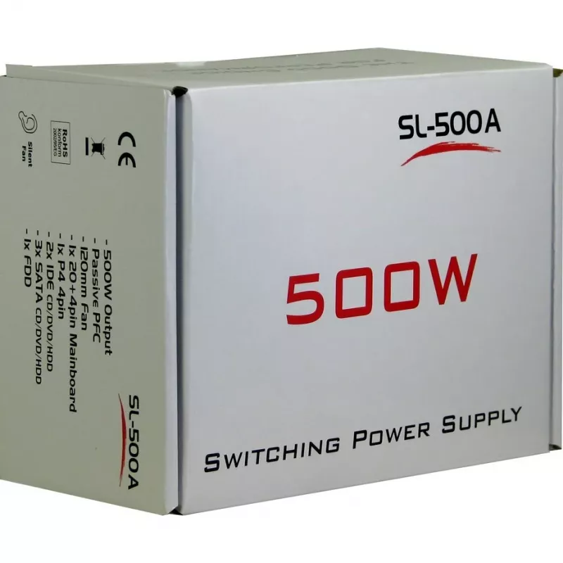 Virtalähde Inter-Tech SL-500W(A) 500W ATX ei-modulaarinen