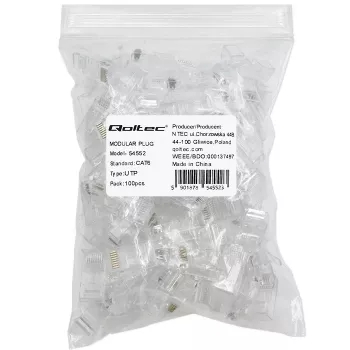 Modulaarinen RJ45-liitin QOLTEC 54552 CAT6 UTP, 100 kpl:n pakkaus