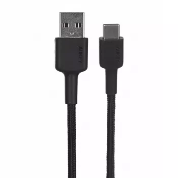 USB-A - USB-C -kaapeli AUKEY CB-CD30 0,9 m – musta, punottu, USB PD 3.0, 0,48 Gbit/s