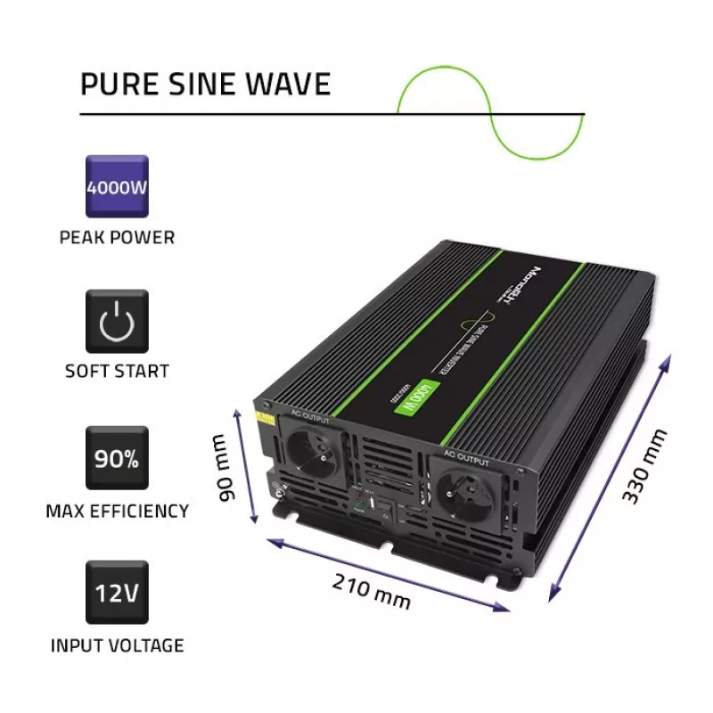 Qoltec Monolith virtalähde auto 4000 W musta