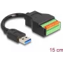 DeLOCK USB 3.2 Gen 1 -kaapeli Type-A-uros - liitinrimasovitin 15 cm