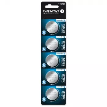 Nappi-/nappiparisto litium everActive CR2450, 3 V, 5 mm korkeus — 5 kpl:n pakkaus