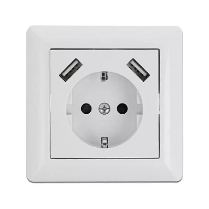 Pistorasia 2 x USB + CEE 7/3 DeLOCK 11473