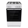 Vapaasti seisova kaasuliesi uunilla Gorenje GG5A10WFFM — 4-polttimen keittotaso, 70 l uuni, emaloitu pinta, valkoinen