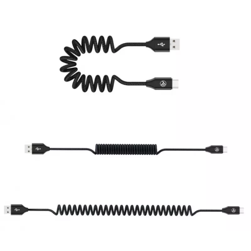 USB-USB-C-datakaapeli Tellur Extendable 3A 1,8 m musta